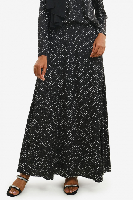 Breelyn A-Line Skirt - Black Dots