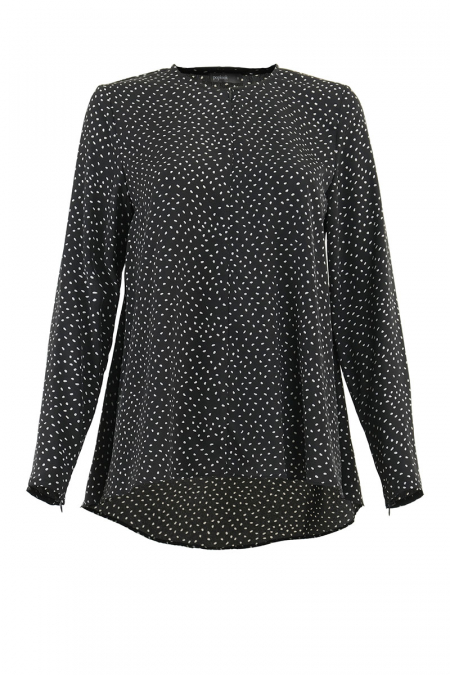 Quintessa Flared Blouse - Black Dots