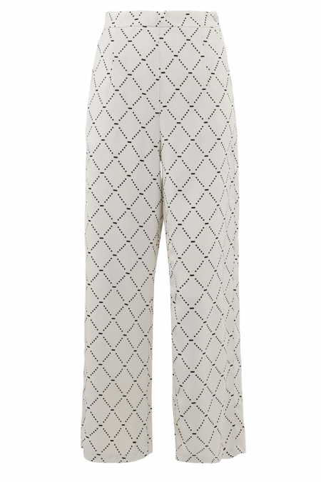 Ausha Straight Cut Pants - Beige Print