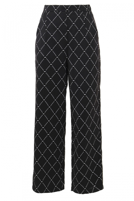 Ausha Straight Cut Pants - Black Print