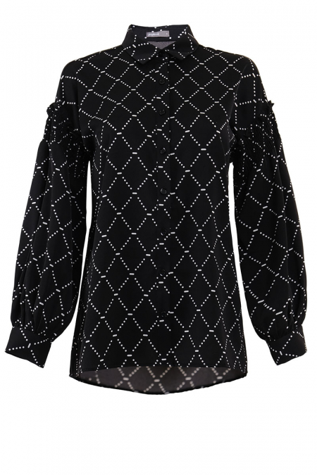 Rozza Front Button Shirt - Black Print