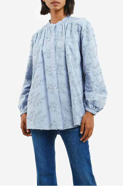 Lurena Embroidered Front Button Blouse