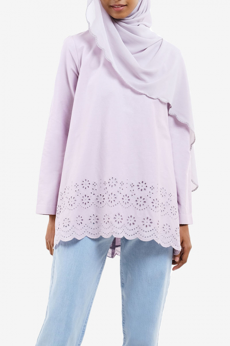 Laynie Eyelet Lace Blouse - Lilac