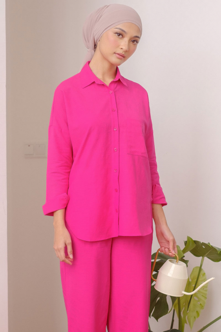 Bittania Front Button Shirt -  Fuschia