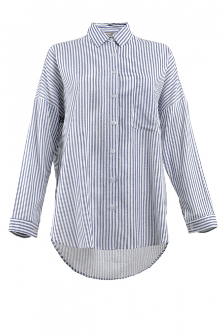 Bittania Front Button Shirt -  Navy Stripe