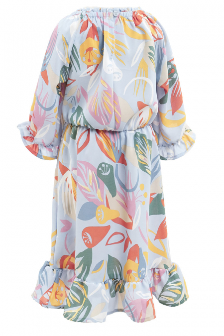 KIDS Bellarose Gathered Tier Dress - Blue Tropical