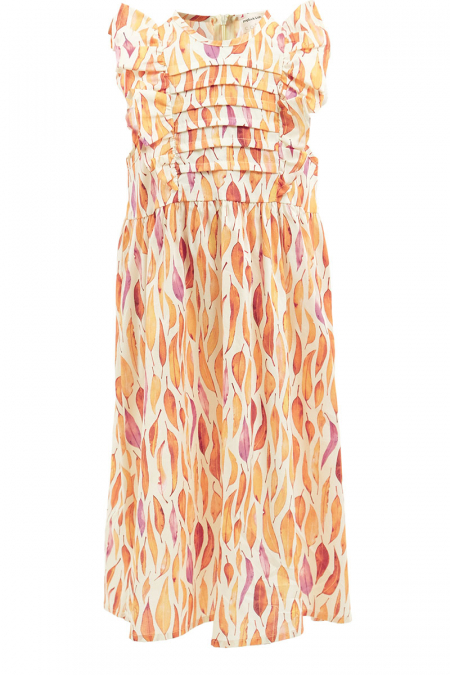 KIDS Helwa Ruffle Yoke Dress - Fall leaves