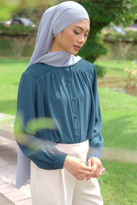 Rotceh Front Button Blouse - Emerald
