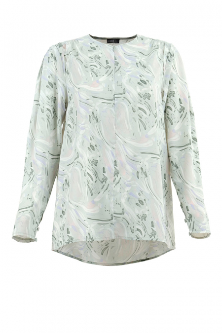 Liby Flared Blouse - Mint Abstract