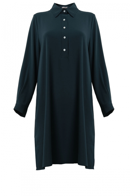 Quianah Henley Shirt Tunic - Forest Green