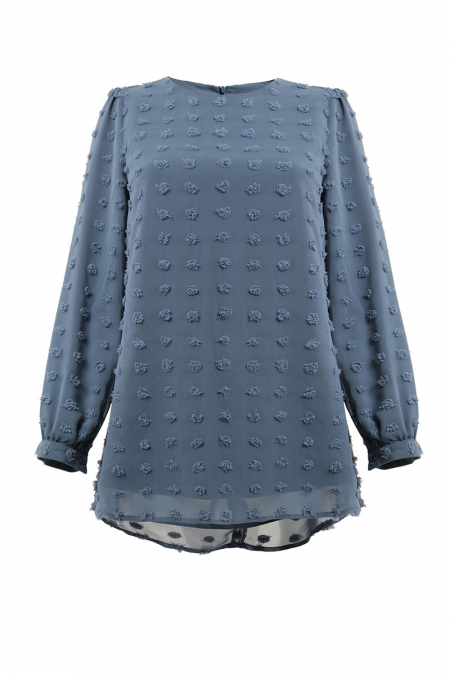 Kaycee Puff Shoulder Blouse - Steel Blue