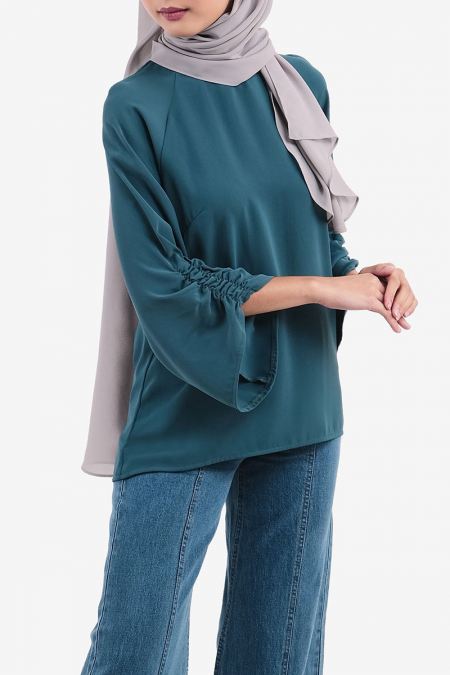 Eirini Raglan Sleeve Blouse - Emerald