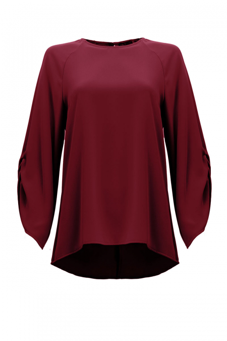 Eirini Raglan Sleeve Blouse - Red Wine