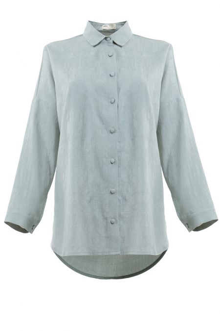 Rida Embroidered Front Button Shirt - Aquafoam