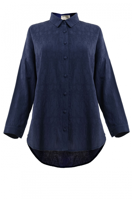 Rida Embroidered Front Button Shirt - Eclipse