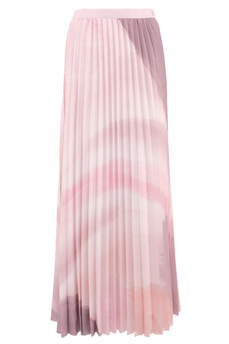 Chanaleen Pleated Maxi Skirt - Pink Abstract