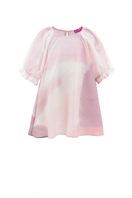KIDS Evana Flared Blouse - Pink Abstract
