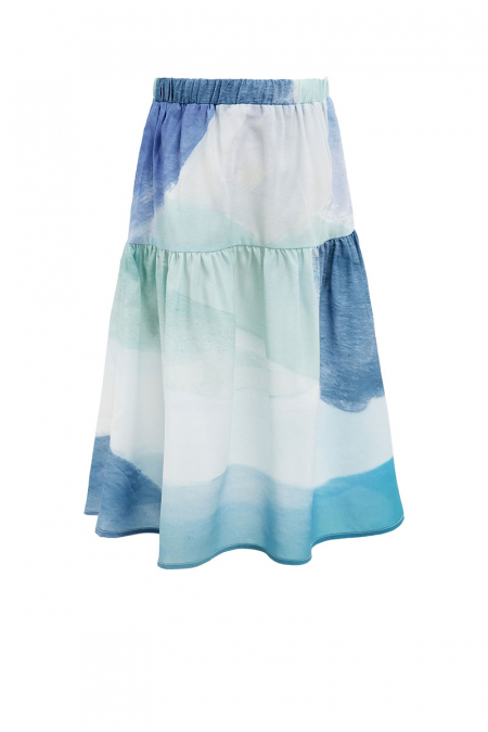 KIDS Ionna Gathered Hem Skirt - Blue Abstract