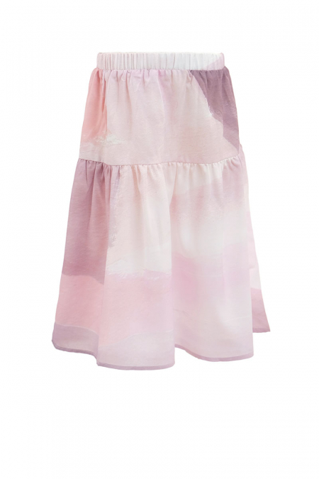 KIDS Ionna Gathered Hem Skirt - Pink Abstract