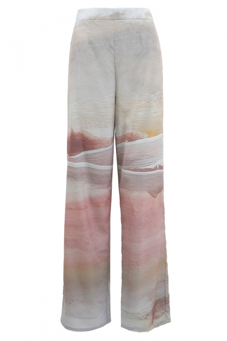 Telissa Straight Cut Pants - Pink/Beige Paint