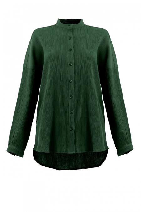 Radia Front Button Blouse - Forest Green