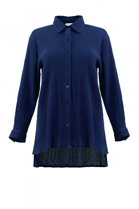 Kaylar Front Button Shirt - Deep Blue
