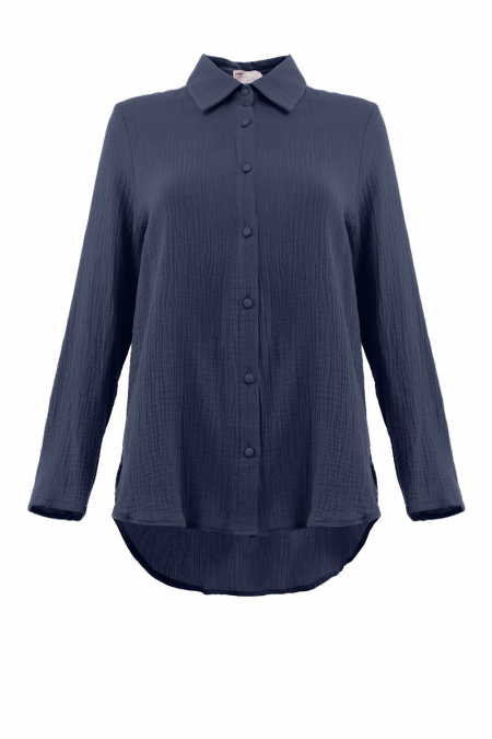Jazaa Front Button Shirt - Washed Blue