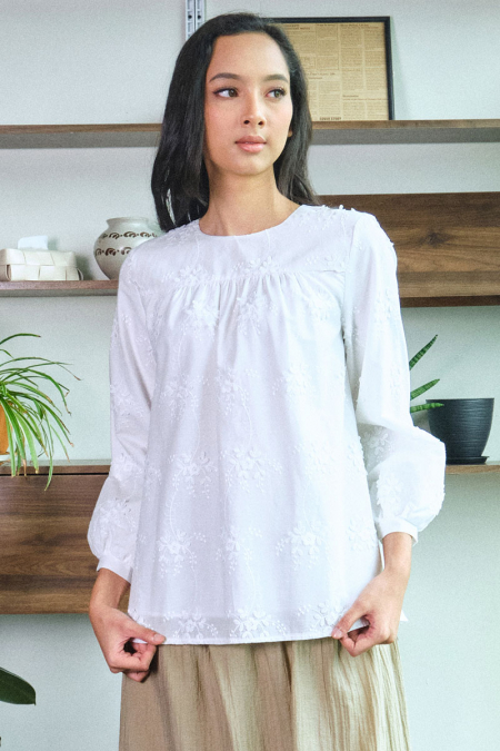 Zaheera Embroidered Blouse - White