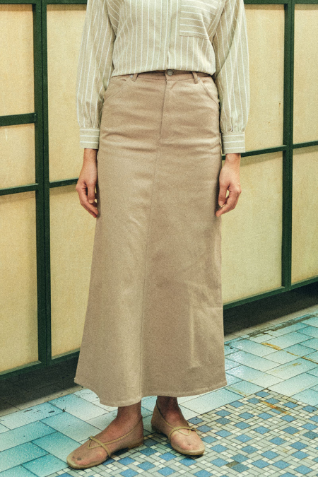 COTTON Reyyan A-line Denim Skirt 2.0 - Beige