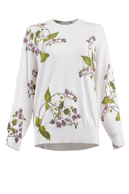 Xexilia Drop Shoulder Sweater - White Floral