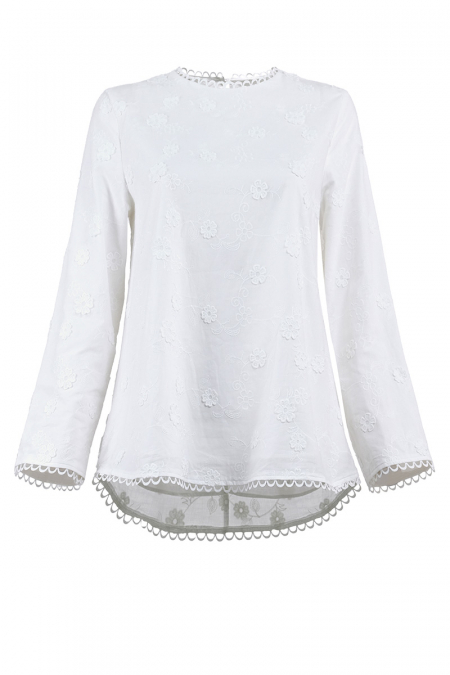 Wathiqa Embroidered Blouse - White