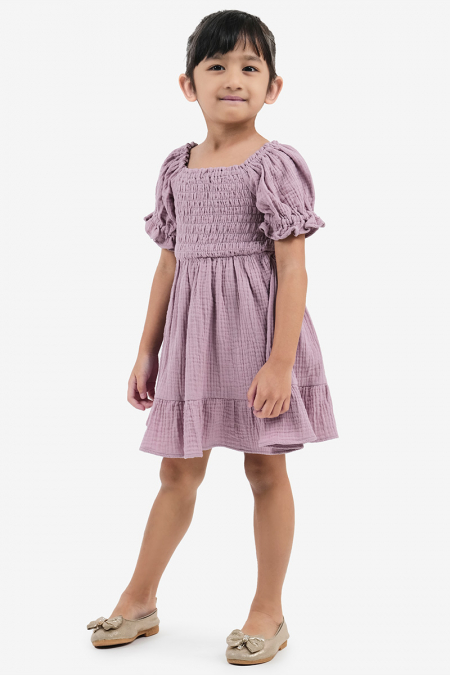 KIDS Shanzey Gathered Hem Dress - Lavender Mist