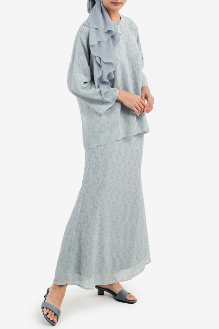 Naura Blouse & Skirt - Grey Lace Motif