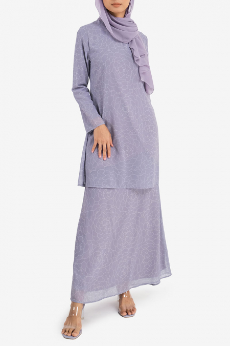 Mahira Blouse & Skirt - Lavender/Grey Floral