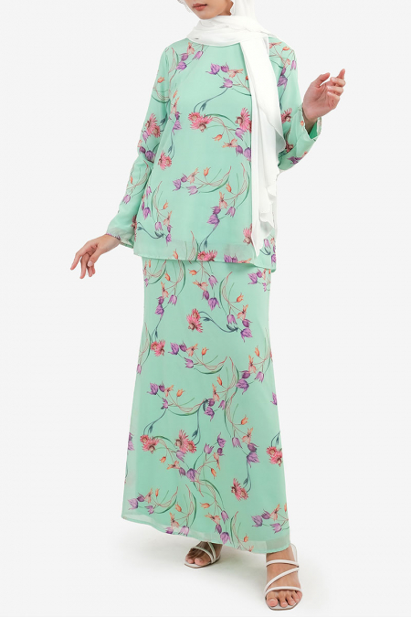 Salma Blouse & Skirt - Mint Floral