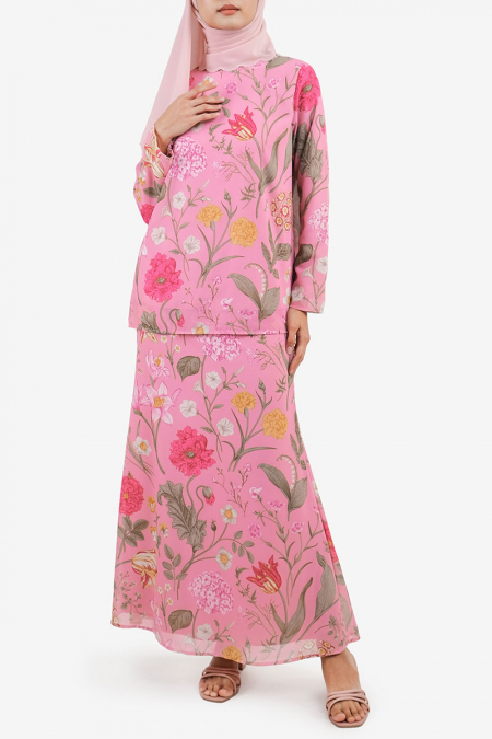 Salma Blouse & Skirt - Pink Botanical