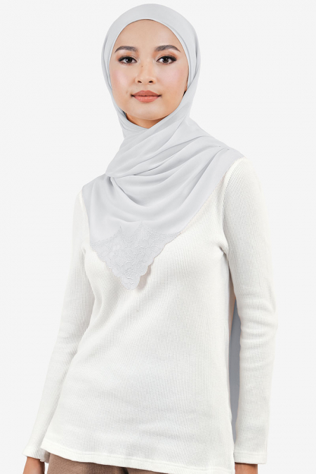 Shadiya Rectangle Chiffon Headscarf - Light Grey