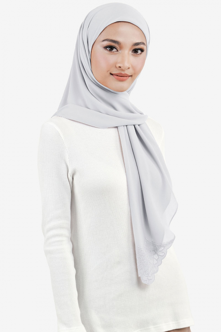 Safia Square Chiffon Headscarf - Light Grey