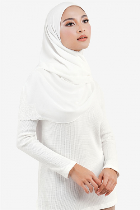 Safia Square Chiffon Headscarf - Off White