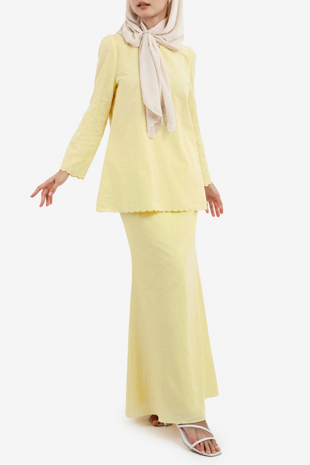 COTTON Ondeh Blouse & Skirt - Butter Yellow