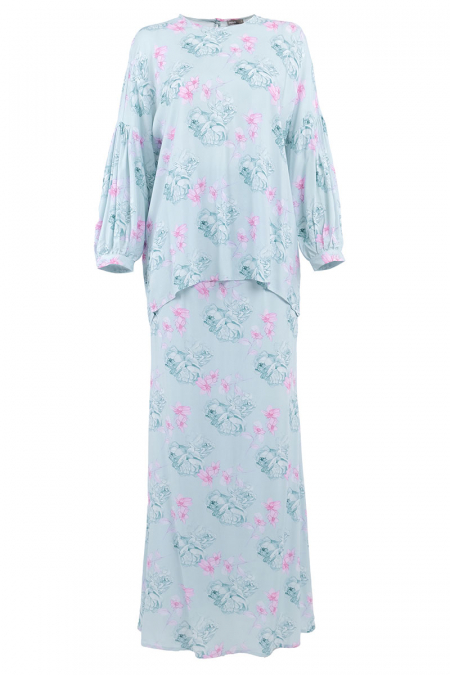 Zuhayra Blouse & Skirt - Sky Carnation