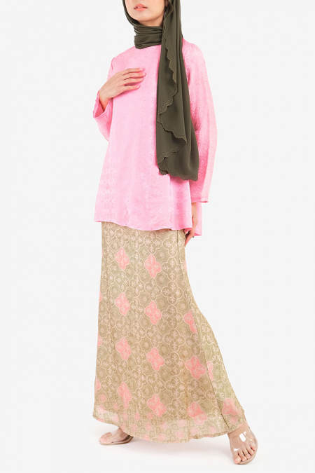 Betawi Blouse & Skirt - Pink/Matcha Print