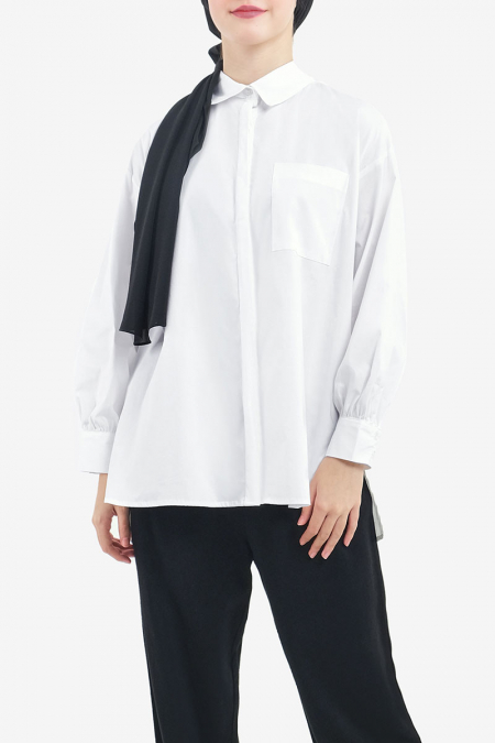 Makena Front Button Shirt - White