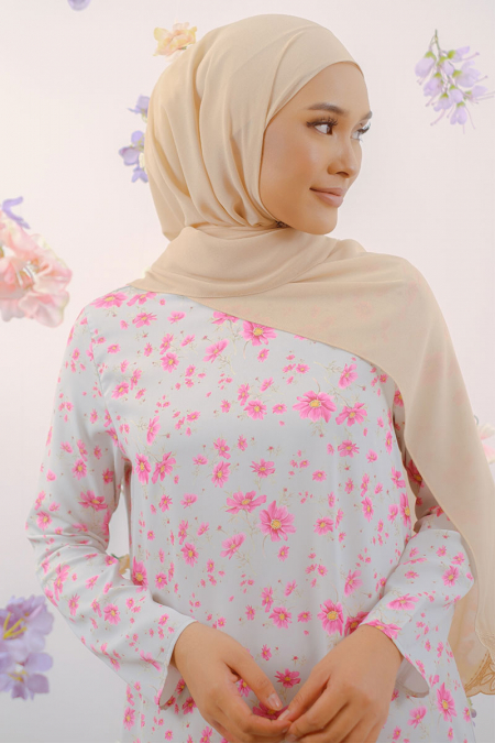 Iffah Flared Blouse - Mint Grey Floral