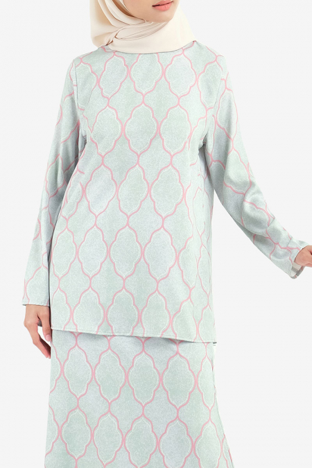 Iffah Flared Blouse - Mint Moroccan