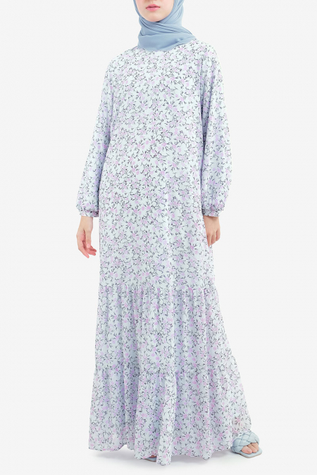 Kehlani Chiffon Maxi Dress - Blue/Lilac Floral