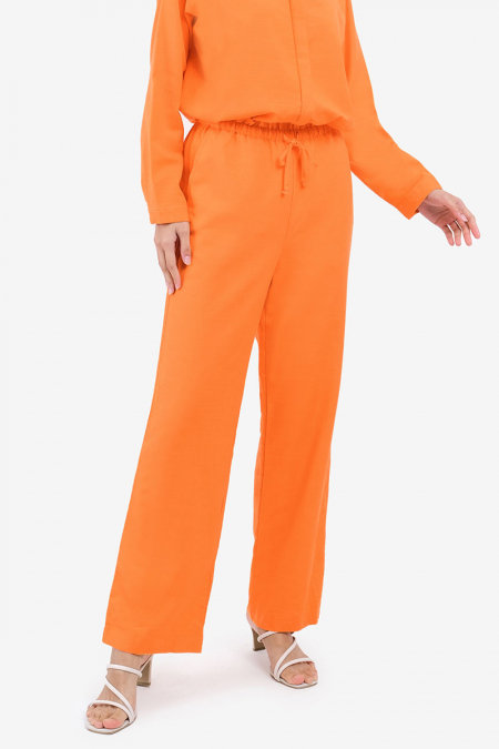 Tiphanie Elastic Waist Pants - Tangerine