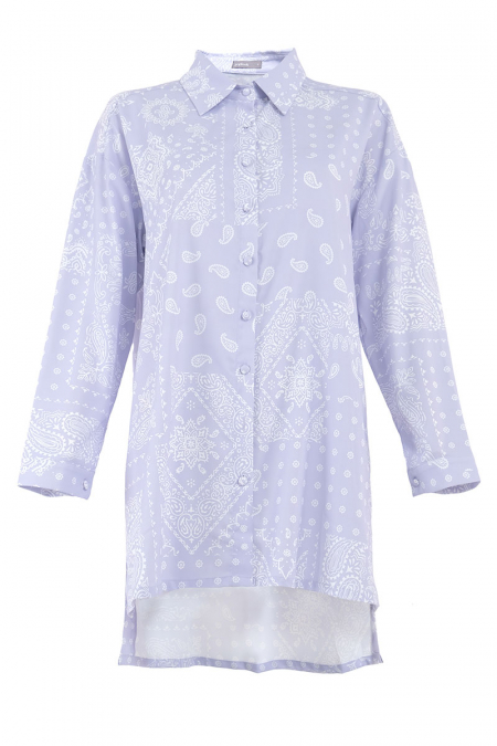 Chiara Front Button Shirt - Lilac Scarf