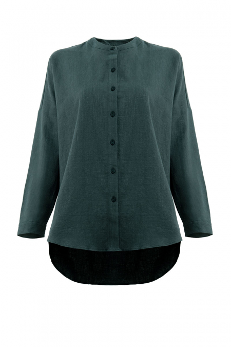 Jessa Front Button Blouse - Forest Green