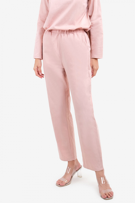 Rozali Elastic Waist Pants - Soft Pink